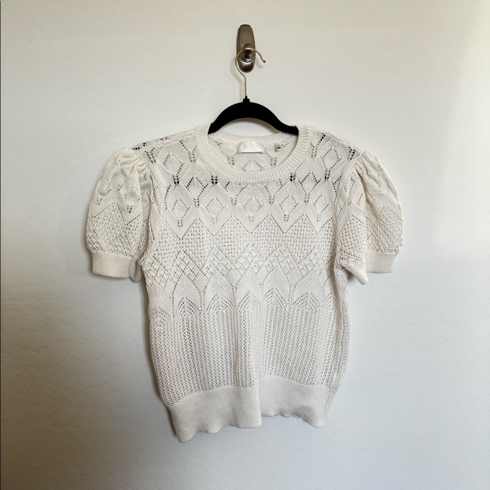 7 For all Mankind Short Sleeve Crochet Sweater - Picture 3 of 4